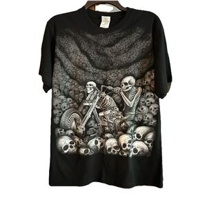 Biker Skeleton Shirt Medium Keya USA Black‎ MC 180 Cotton